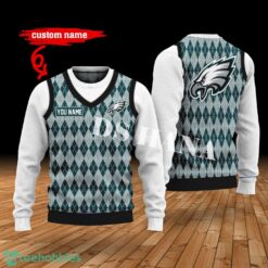 Philadelphia Eagles Custom Name New Style Sweater Philadelphia Eagles Ghile Style 3D Print Christmas Sweater Product Photo 1