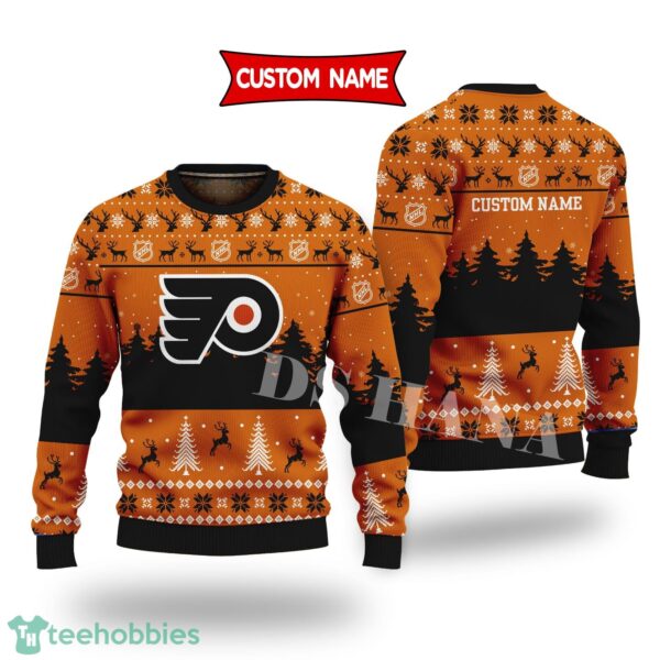 Philadelphia Flyers Custom Name Merry Xmas Sweater For Philadelphia Flyers Fans Sweater Product Photo 1