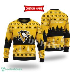 Pittsburgh Penguins Custom Name Merry Xmas Sweater For Pittsburgh Penguins Fans Sweater Product Photo 1