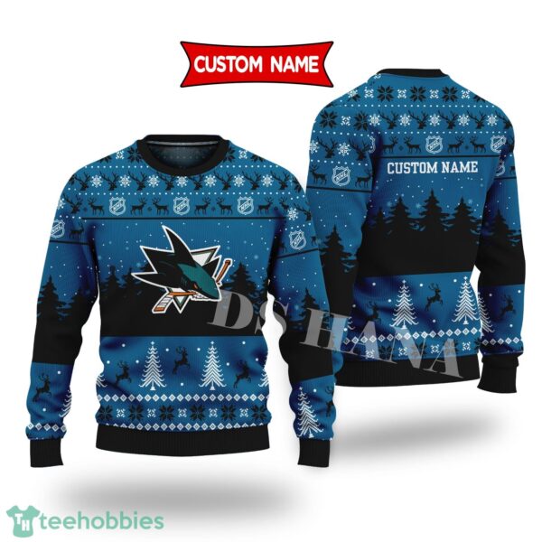 San Jose Sharks Custom Name Merry Xmas Sweater For San Jose Sharks Fans Sweater Product Photo 1