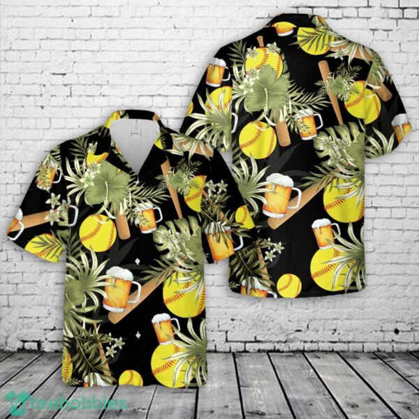 Softball & Beer Hawaiian Shirt Product Photo 1