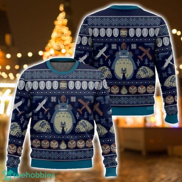 Spirited Away Studio Ghibli Ugly Christmas Sweater 3D All Printed Sweater Christmas Gift navy Blue Product Photo 1