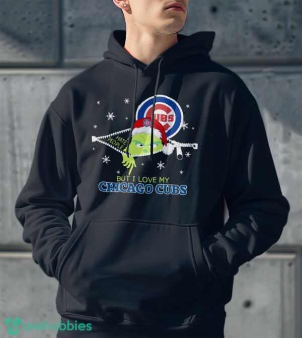 The Grinch I Hate People But I Love Chicago Cubs Christmas T-shirt Product Photo 2