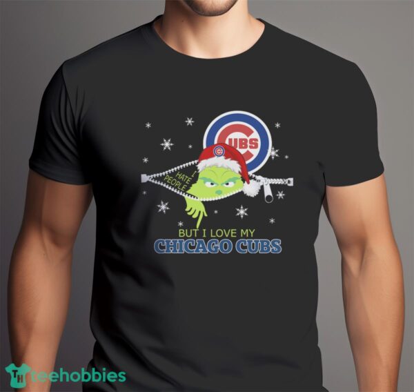 The Grinch I Hate People But I Love Chicago Cubs Christmas T-shirt Product Photo 6