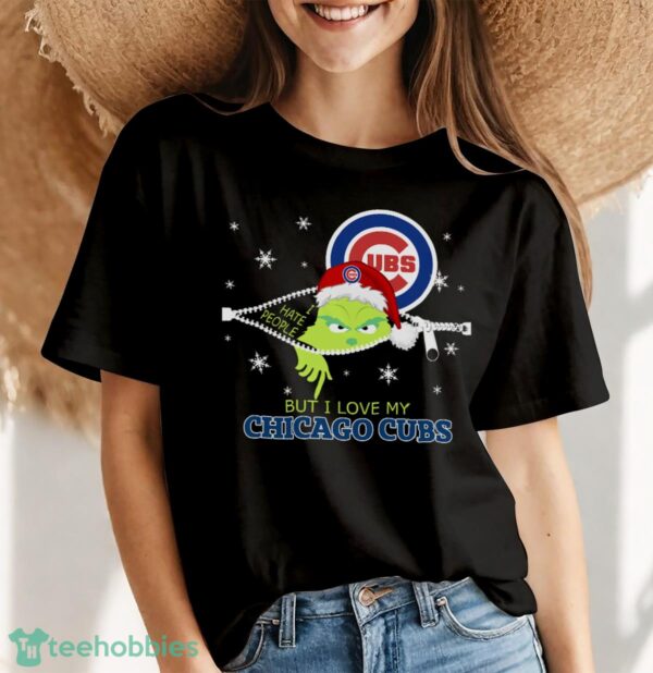 The Grinch I Hate People But I Love Chicago Cubs Christmas T-shirt Product Photo 7
