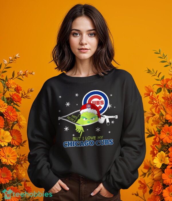 The Grinch I Hate People But I Love Chicago Cubs Christmas T-shirt Product Photo 8