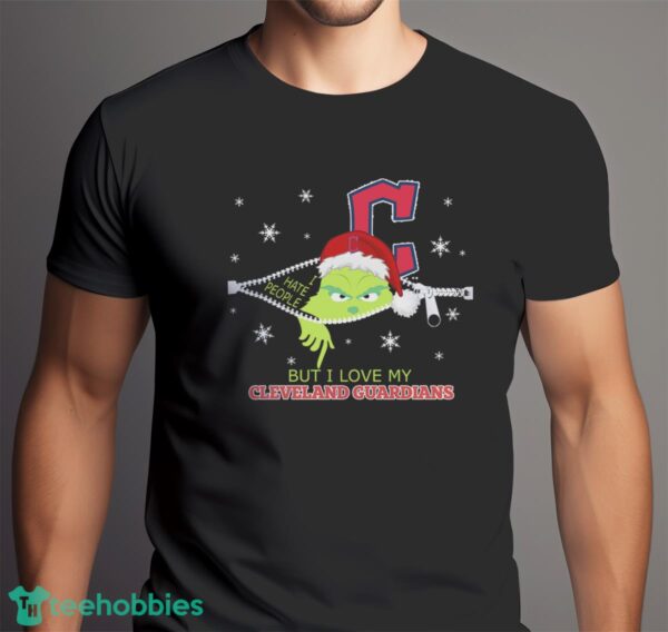 The Grinch I Hate People But I Love Cleveland Guardians Christmas T-shirt Product Photo 6