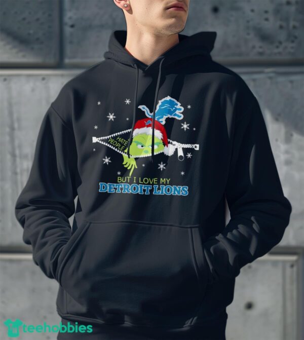 The Grinch I Hate People But I Love Detroit Lions Christmas T-shirt Product Photo 2