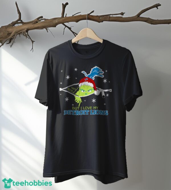 The Grinch I Hate People But I Love Detroit Lions Christmas T-shirt Product Photo 5