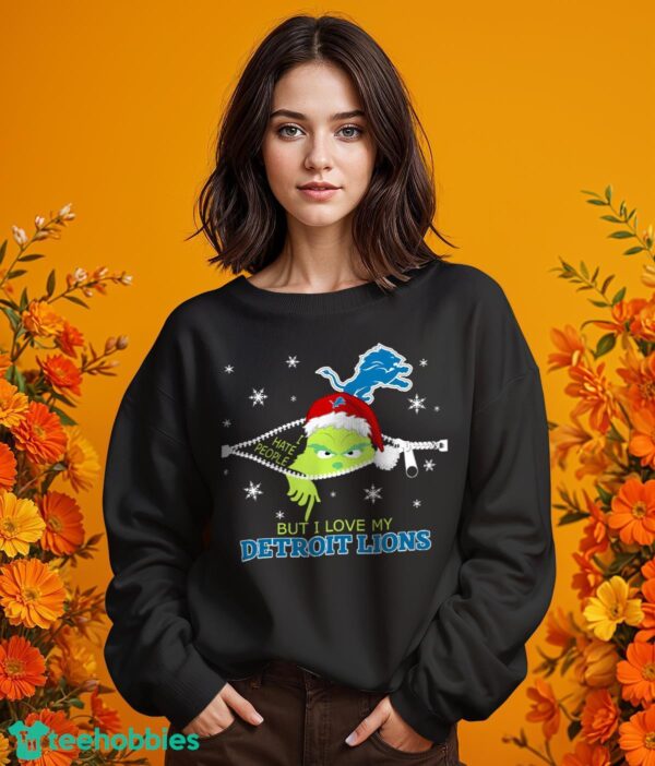 The Grinch I Hate People But I Love Detroit Lions Christmas T-shirt Product Photo 8