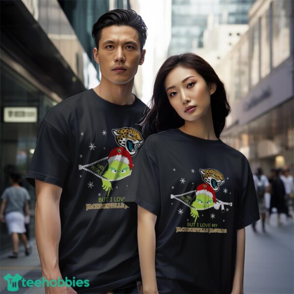 The Grinch I Hate People But I Love Jacksonville Jaguars Christmas T-shirt Product Photo 4