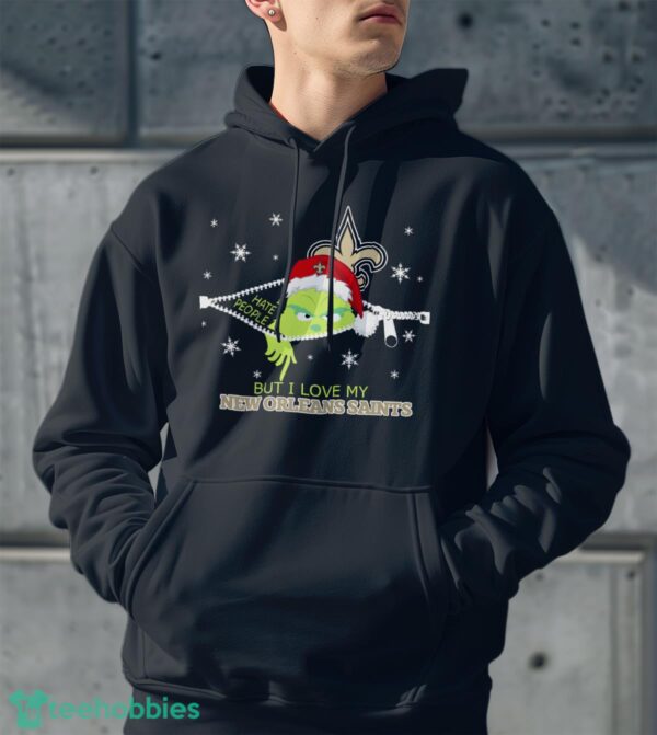 The Grinch I Hate People But I Love New Orleans Saints Christmas T-shirt Product Photo 2