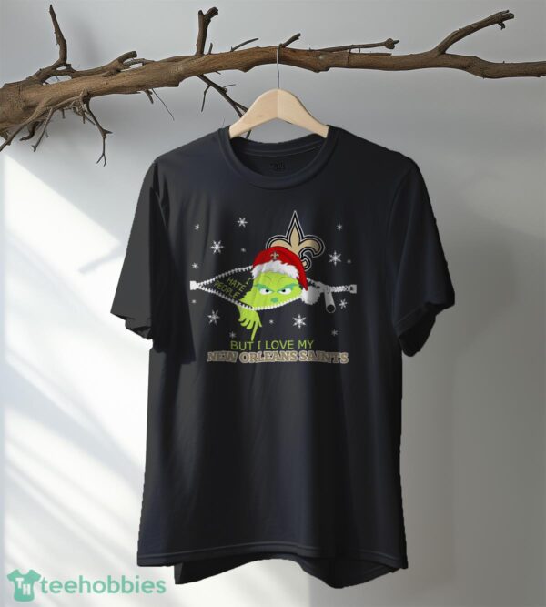 The Grinch I Hate People But I Love New Orleans Saints Christmas T-shirt Product Photo 5