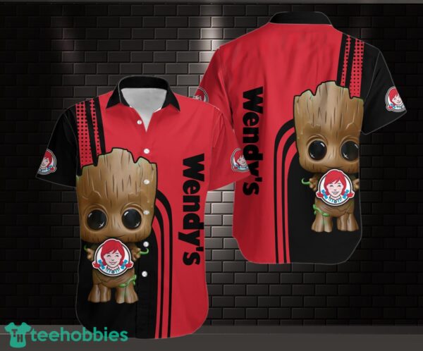 Wendy's AOP 3D Hawaiian Shirt Button Shirt Baby Groot Shirt Product Photo 1