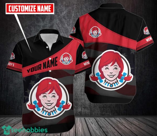 Wendy's Short Sleeve Hawaiian Shirt Custom Name Product Photo 1