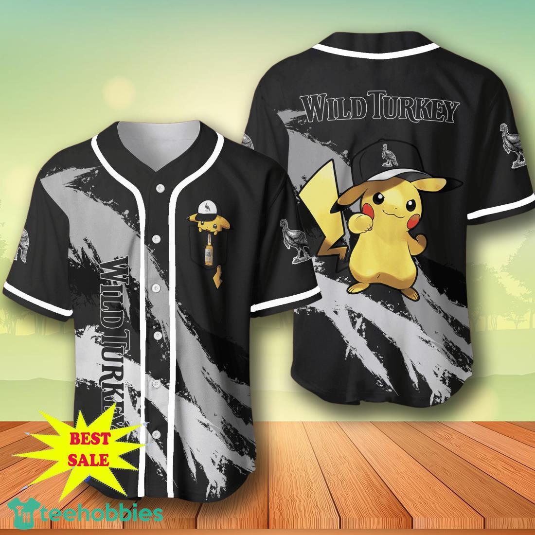 Wild Turkey Pikachu Pokemon Baseball Jersey For Men And Women image Wild Turkey Pikachu Pokemon Baseball Jersey For Men And Women Product Photo 1