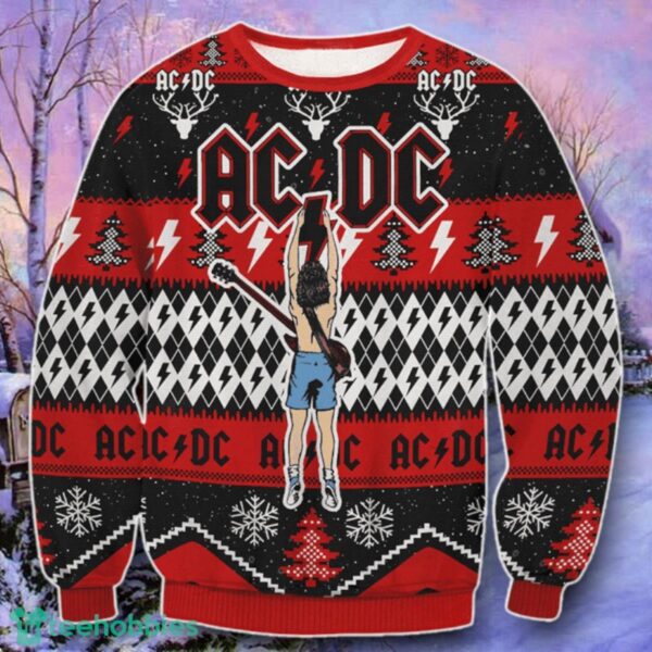 ACDC Angus Young Hold Lightning Ugly Christmas 3D Sweater Style Gift Product Photo 1