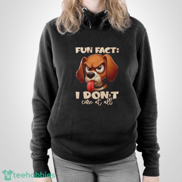Angry Cartoon Dog Shirt, Fun Fact I Don't Care At All Tee, Funny Pet Lover Top - Unisex Pullover Hoodie