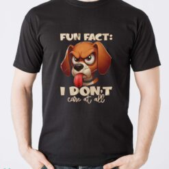 Angry Cartoon Dog Shirt, Fun Fact I Don't Care At All Tee, Funny Pet Lover Top - Men T-Shirt