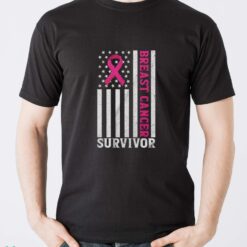 Breast Cancer Survivor Shirt, Breast Cancer USA Flag T-Shirt - Men T-Shirt