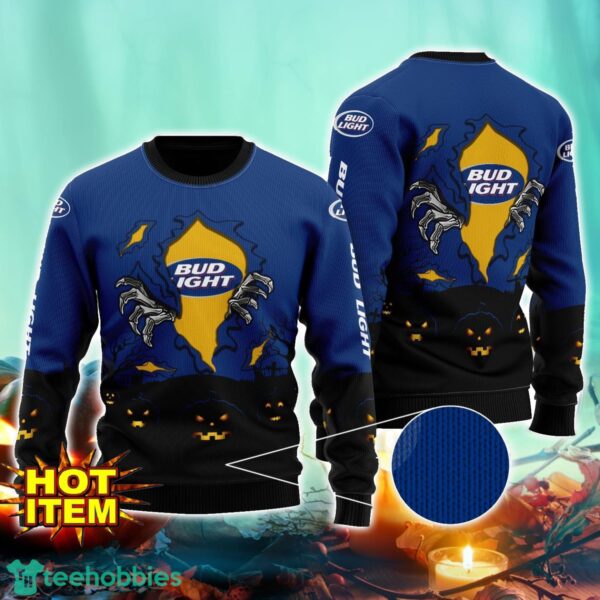 Bud Light Beer Scary Night Halloween Hand Pull Out Halloween 3D Sweater For Men and Women Product Photo 1