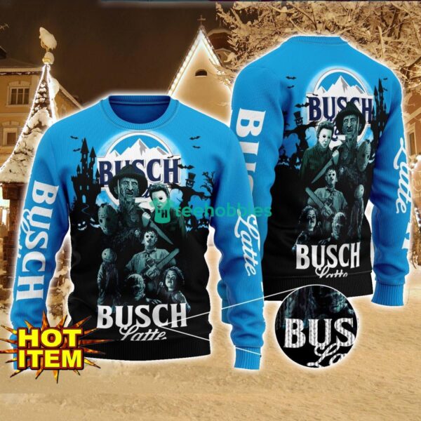 Busch Latte Horror Halloween Night All Over Print Sweater Halloween Sweater Gift Ideas Product Photo 1