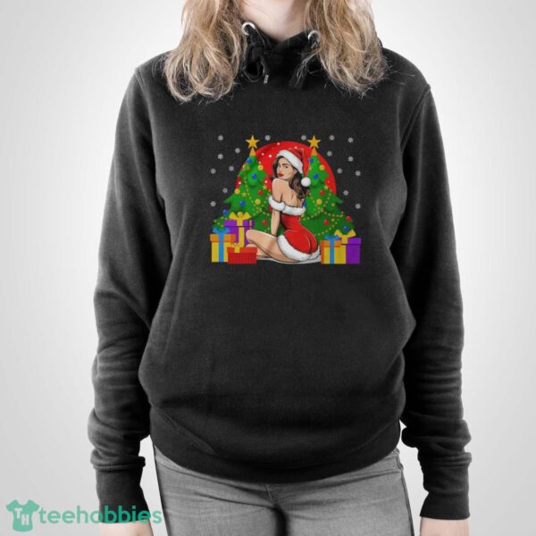 Christmas Sexy Santa Girl Pin-Up Sweatshirt, Cheeky Santa Girl Hoodie - Unisex Pullover Hoodie
