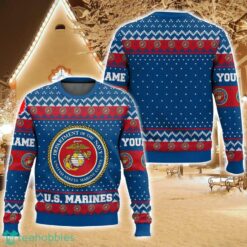 Custom Name US Marines Ugly Christmas Sweater For Men And Women Christmas Holiday Gift Family Gift Product Photo 1