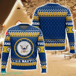Custom Name US Navy Ugly Christmas Sweater For Men And Women Christmas Holiday Gift Family Gift Product Photo 1