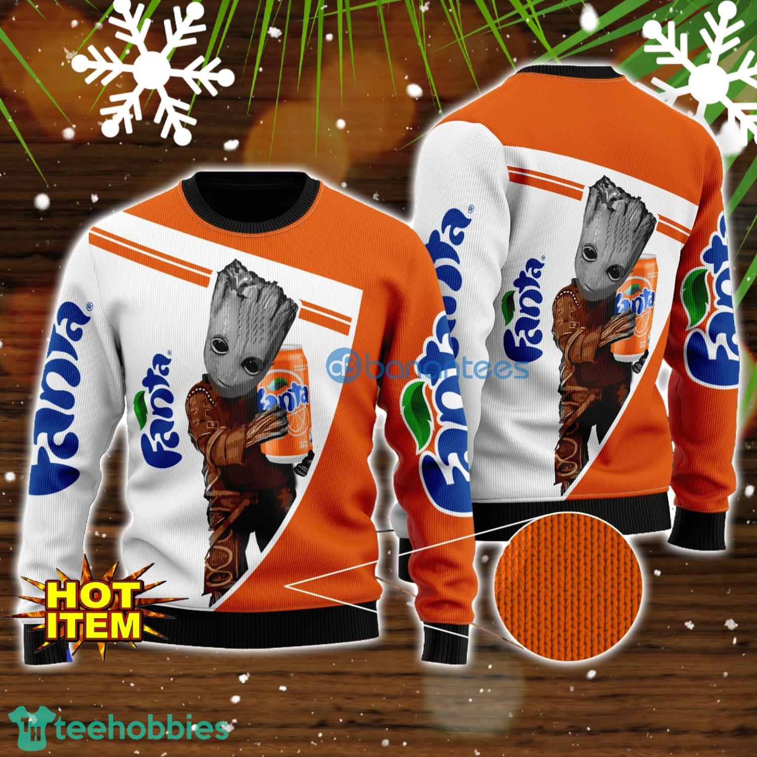 Fanta And Baby Groot 3D Ugly Christmas Sweater For Men And Women Christmas Gift image Fanta And Baby Groot 3D Ugly Christmas Sweater For Men And Women Christmas Gift Product Photo 1
