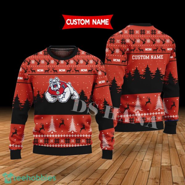 Fresno State Bulldogs Custom Name Merry Xmas Sweater For Fresno State Bulldogs Fans Sweater Product Photo 1
