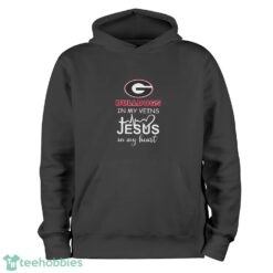 Georgia Bulldogs In My Veins Jesus In My Heart T-Shirt Hoodie Sweatshirt - Black Hoodie