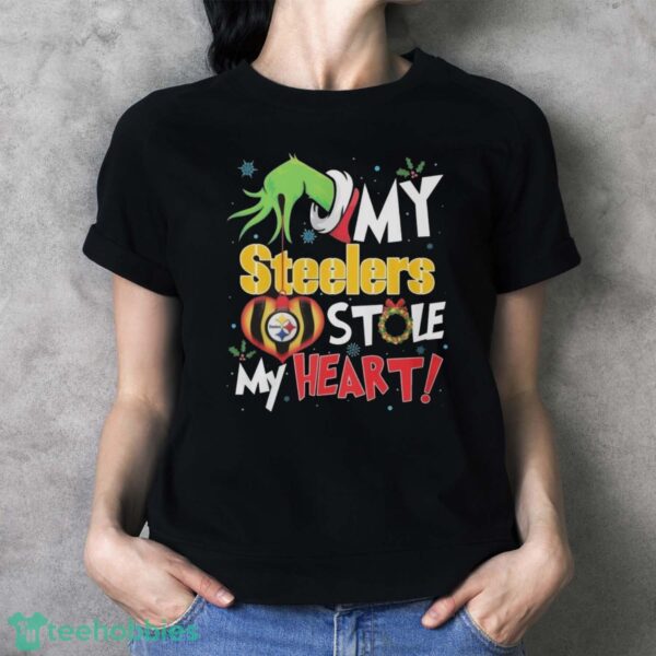Grinch Hand My Pittsburgh Steelers Stole My Heart Football 2024 Shirt - Ladies T-Shirt