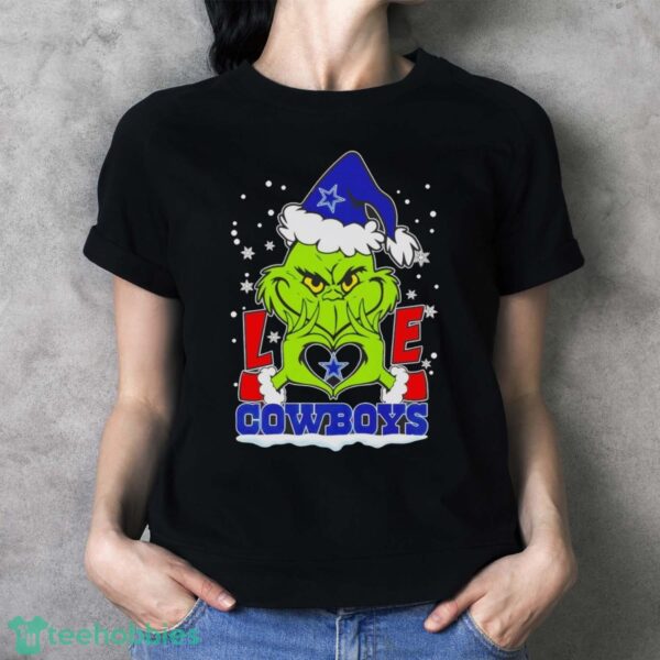 Grinch love Dallas Cowboys Fan Merry Christmas shirt - Ladies T-Shirt