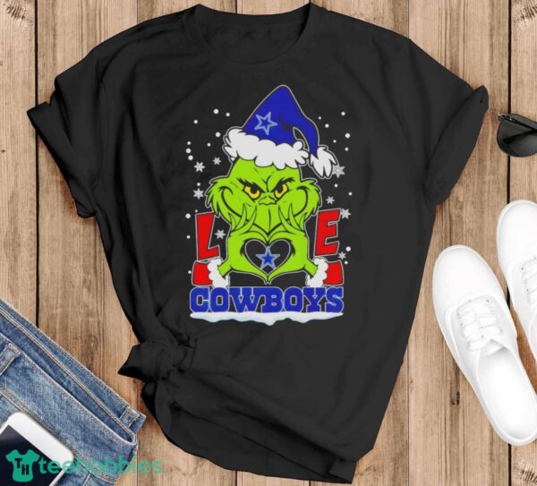 Grinch love Dallas Cowboys Fan Merry Christmas shirt - Black T-Shirt