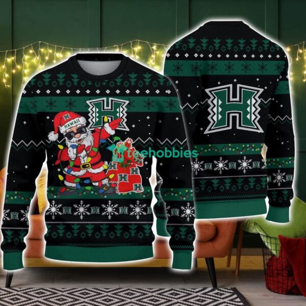 Hawaii Rainbow Warriors Santa Claus Dabbing Funny Ugly Christmas Sweater For Men And Women Product Photo 1