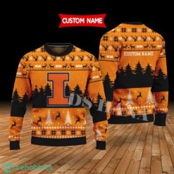 Illinois Fighting Illini Custom Name Merry Xmas Sweater For Illinois Fighting Illini Fans Sweater Product Photo 1