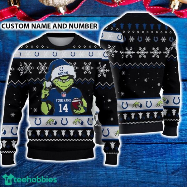 Indianapolis Colts 3D Ugly Christmas Sweater Grinch Funny Custom Number And Name - Indianapolis Colts 3D Ugly Christmas Sweater Grinch Funny Custom Number And Name