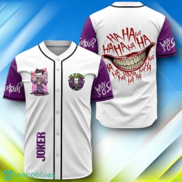 Joker Why So Serious White Purple Halloween Baseball Jersey Style Gift Product Photo 1