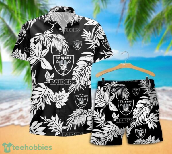 Las Vegas Raiders Tropical Pattern Combo Hawaii Shirt and Shorts For Fans Product Photo 2