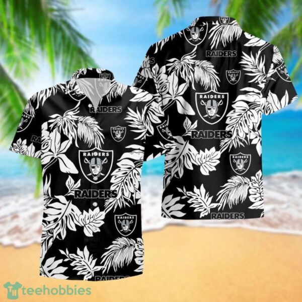 Las Vegas Raiders Tropical Pattern Combo Hawaii Shirt and Shorts For Fans Product Photo 3