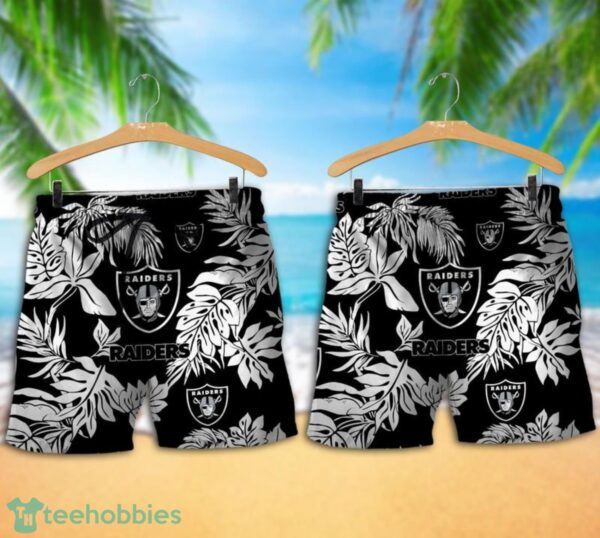 Las Vegas Raiders Tropical Pattern Combo Hawaii Shirt and Shorts For Fans Product Photo 1