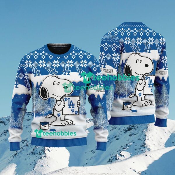 Los Angeles Dodgers Mlb Funny Snoopy Sweater Ideas Christmas Ugly Sweater Best Gift Personalized Product Photo 1