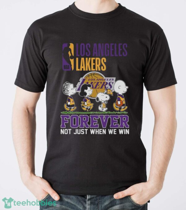 Los Angeles Lakers Snoopy Peanuts T Shirt, Forever Not Just When We Win Lakers Shirt - Men T-Shirt