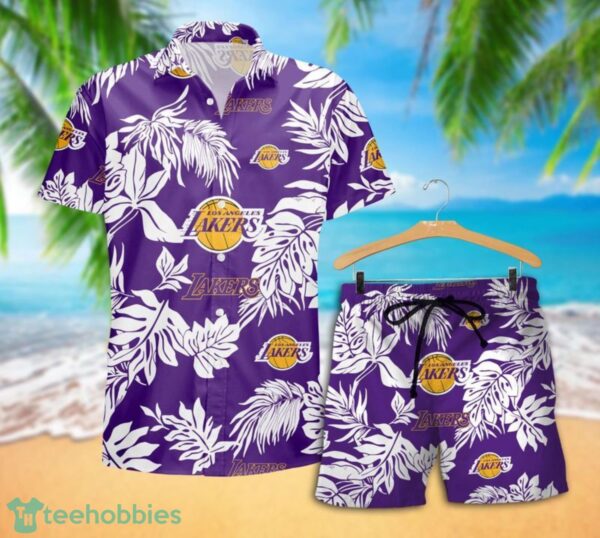 Los Angeles Lakers Tropical Pattern Combo Hawaii Shirt and Shorts For Fans Product Photo 2