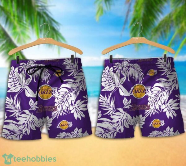 Los Angeles Lakers Tropical Pattern Combo Hawaii Shirt and Shorts For Fans Product Photo 1