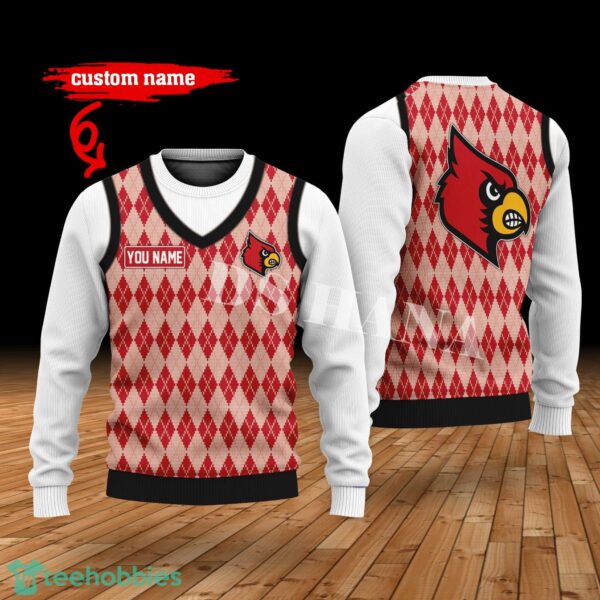 Louisville Cardinals Custom Name New Style Sweater Ghile Style 3D Print Christmas Sweater Product Photo 1