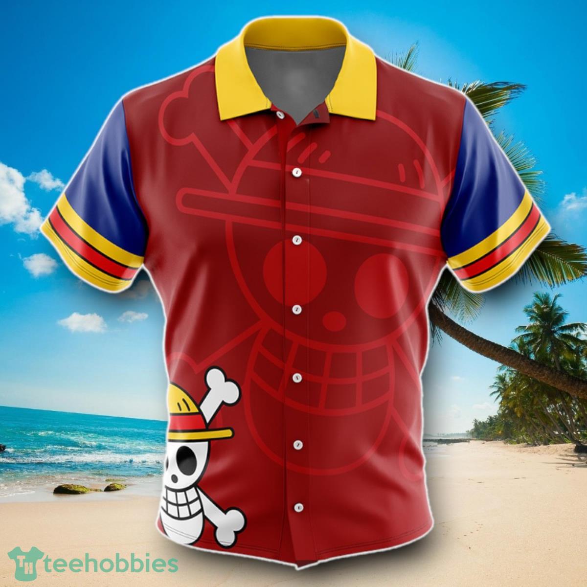 Luffy Straw Hat One Piece Men’s Short Sleeve Button Up Hawaiian Shirt Impressive Gift image Luffy Straw Hat One Piece Men’s Short Sleeve Button Up Hawaiian Shirt Impressive Gift Product Photo 1