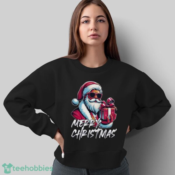 Merry Christmas Sweatshirt, Cool Santa with Sunglasses Hoodie Shirt - Sweatshirt