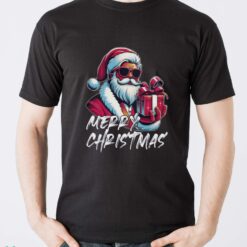 Merry Christmas Sweatshirt, Cool Santa with Sunglasses Hoodie Shirt - Men T-Shirt